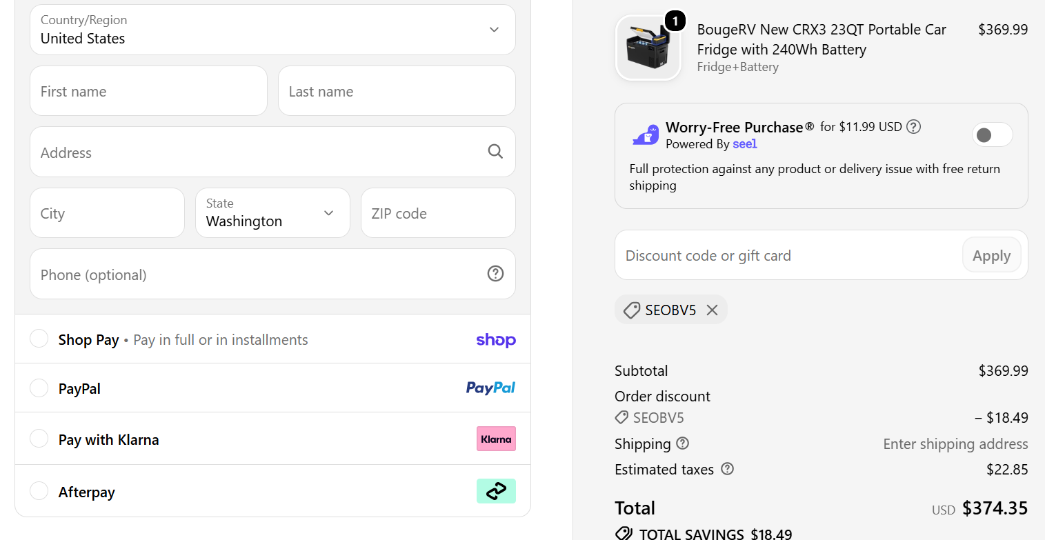 Get Flat 5% on BougeRV Items with BougeRV Promo Code coupon code test proof