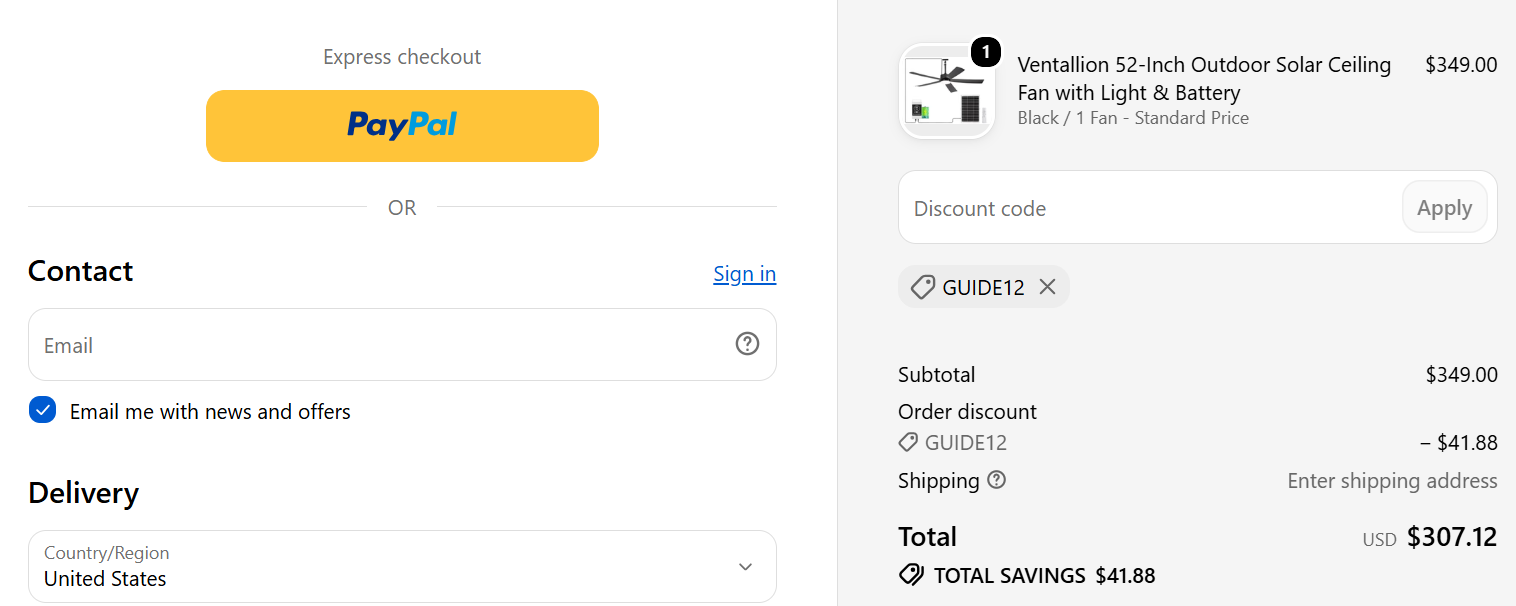 Redeem 12% Discount on Ventallion Collection using Ventallion Coupon Code coupon code test proof