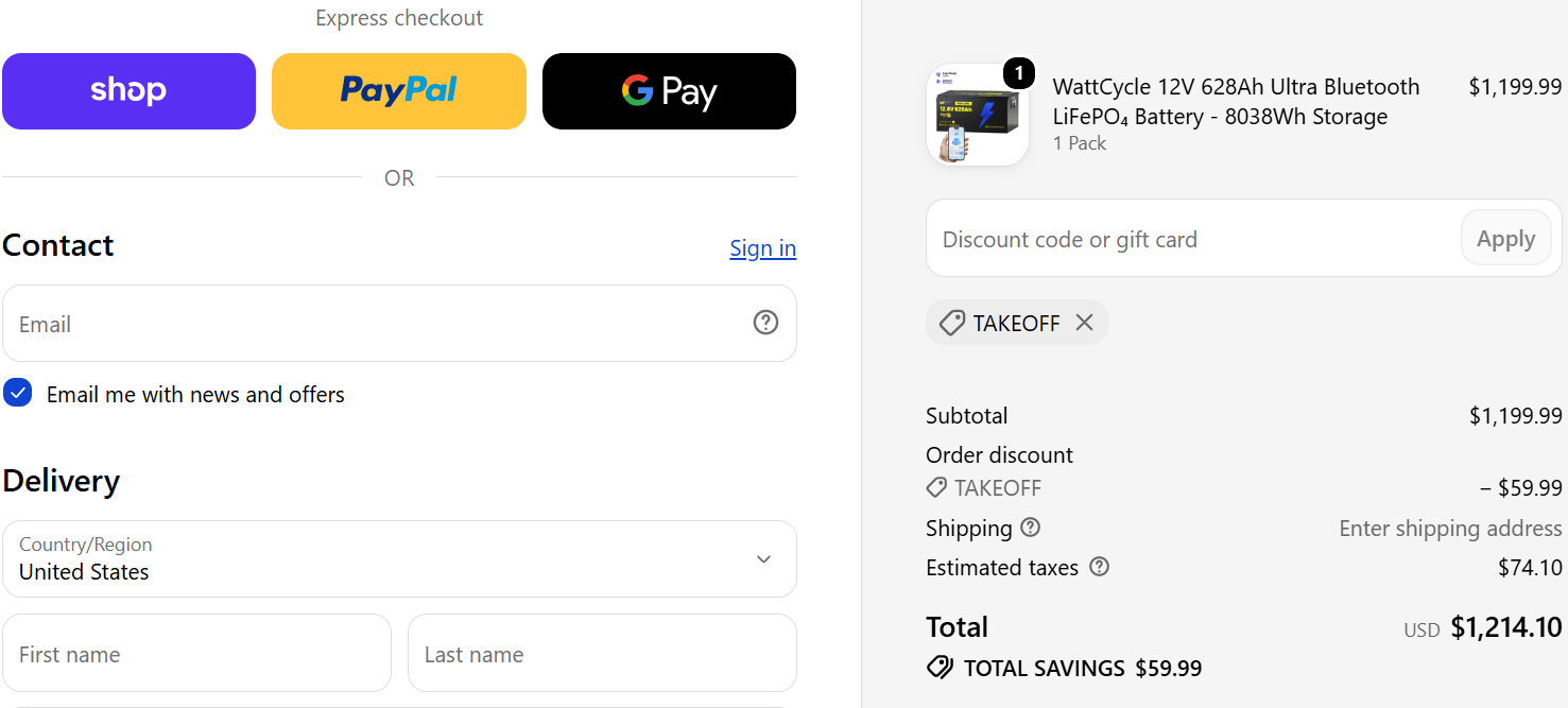 Use WattCycle Coupon at {store.com} & 5% OFF Entire Site coupon code test proof