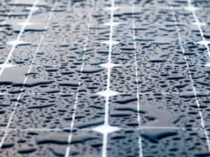 Pools of Rain on a Solar Panel