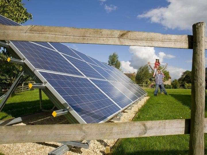 Solar Panels Mounted on the Ground with Stands