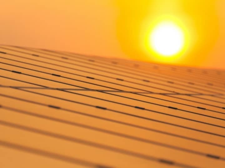 Sun Beating Down On Solar Panels
