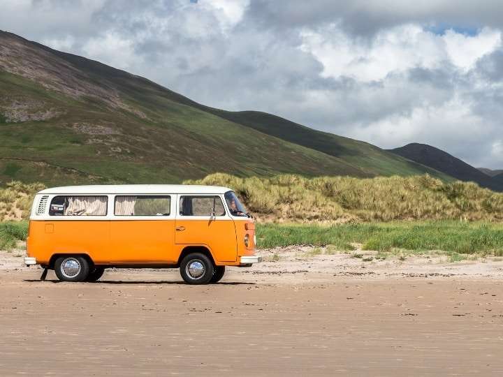 VW Camper Van In the desert