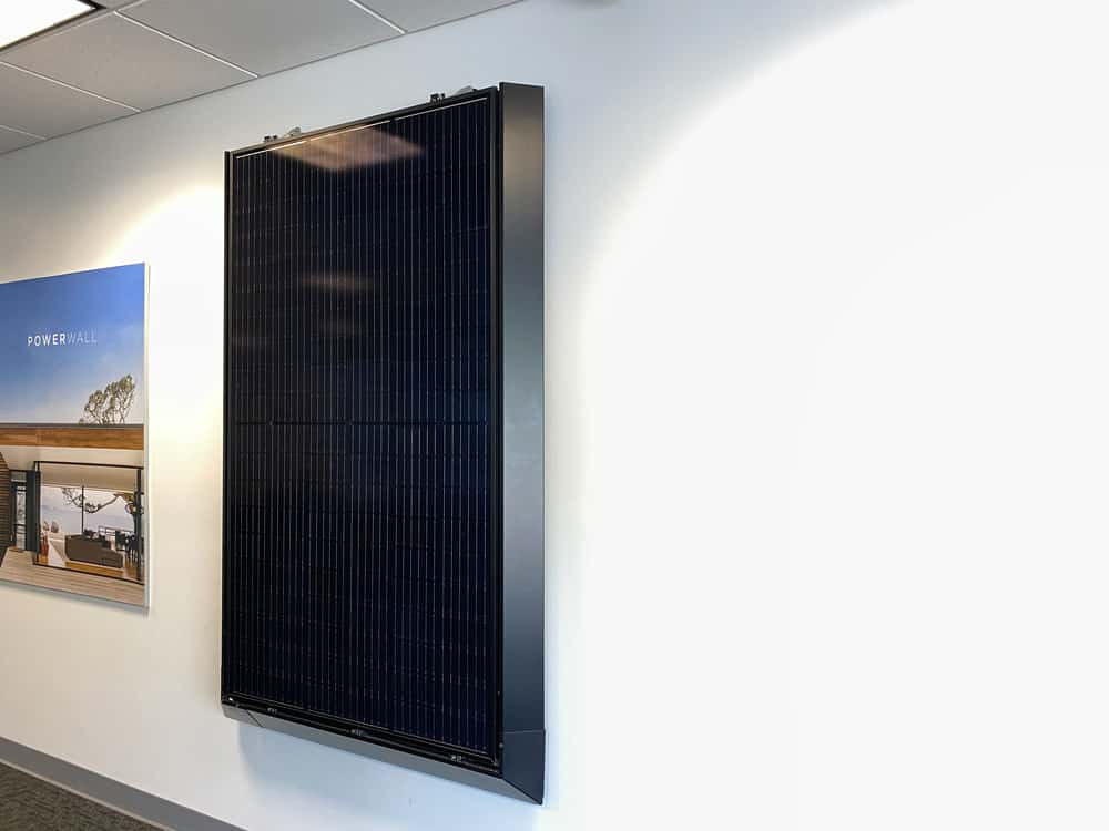 Tampa FL A Tesla Solar Panel at the Tesla dealership in Tampa FL. Tesla Inc. is an American automotive and energy company that specializes in electric car and solar panels.