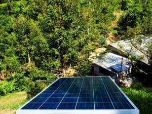 100 watt solar panel in the countryside