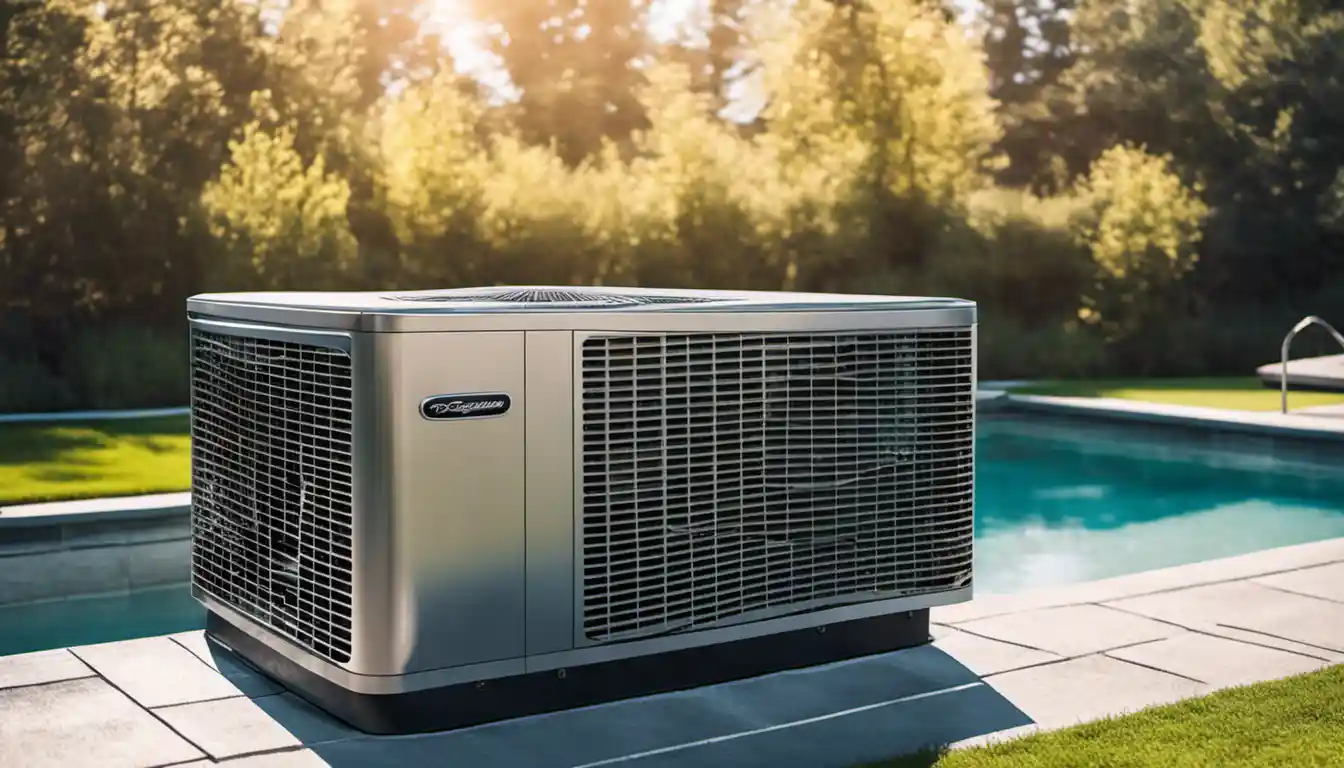 What happens when the heat pump reaches the desired swimming temperature?